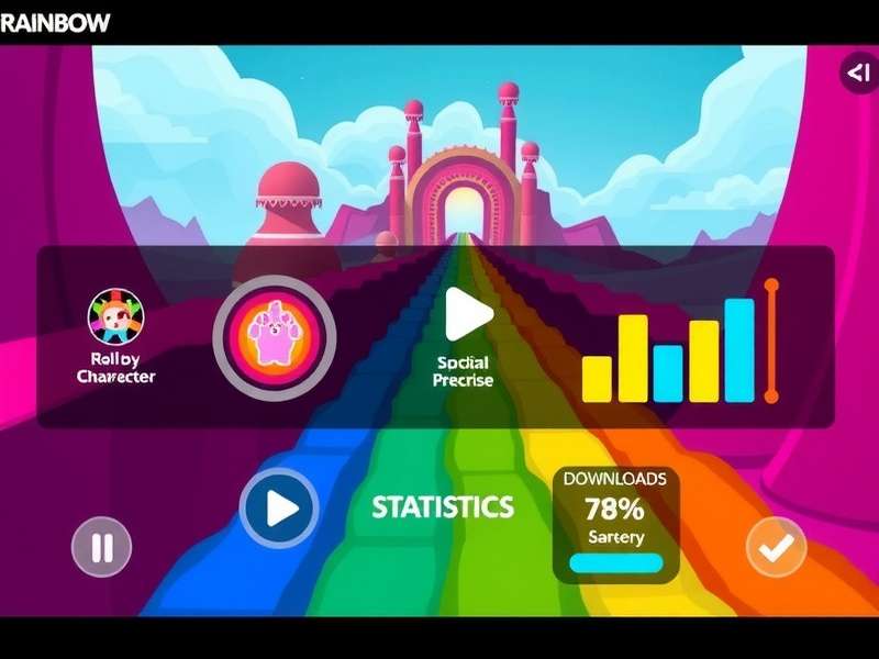 Rainbow Holi Runner gameplay screenshot showing colorful environments